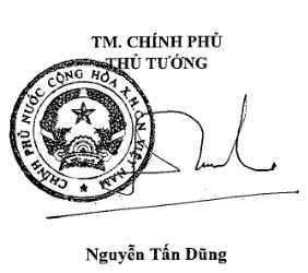 chữ ký thủ tướng Nguyễn Tấn Dũng