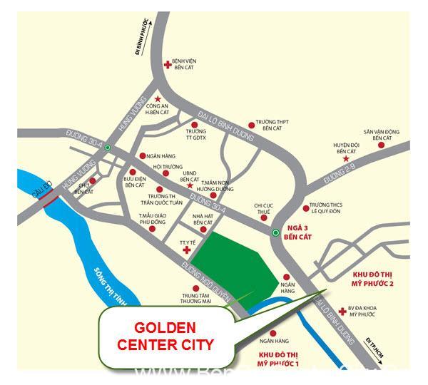 Vị trí dự án Khu đô thị Thương mại Dịch vụ Golden Center City - Khu đô thị mới Trung tâm thị xã Bến Cát