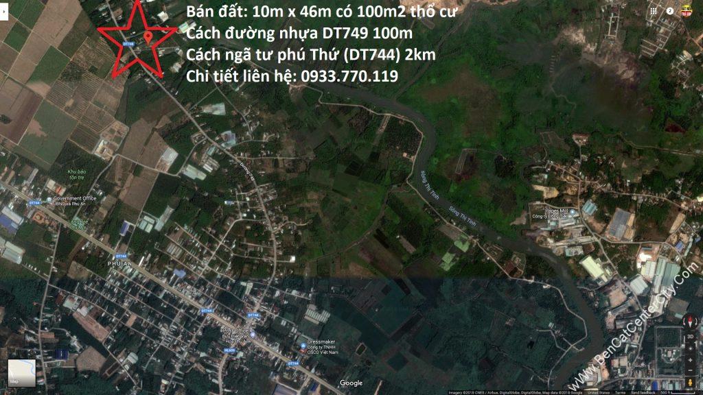Đất An Điền hẻm đường nhựa ĐT748 gần ngã tư Phú Thứ (ĐT744) cách khoản hơn 1km, cách thành phố Thủ Dầu Một khoản 5km
